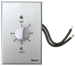 Woods 59719 Countdown Timer, 20 A, 125 V, 2500 W, 60 min Time Setting, Gray :CD 1: QUANTITY: 1