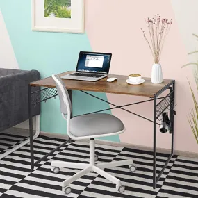 ZENY™ Writing Computer Desk 39 Inch Modern Simple Study Desk with Hooks Folding Laptop Table Notebook Desk Workstation for Home Office