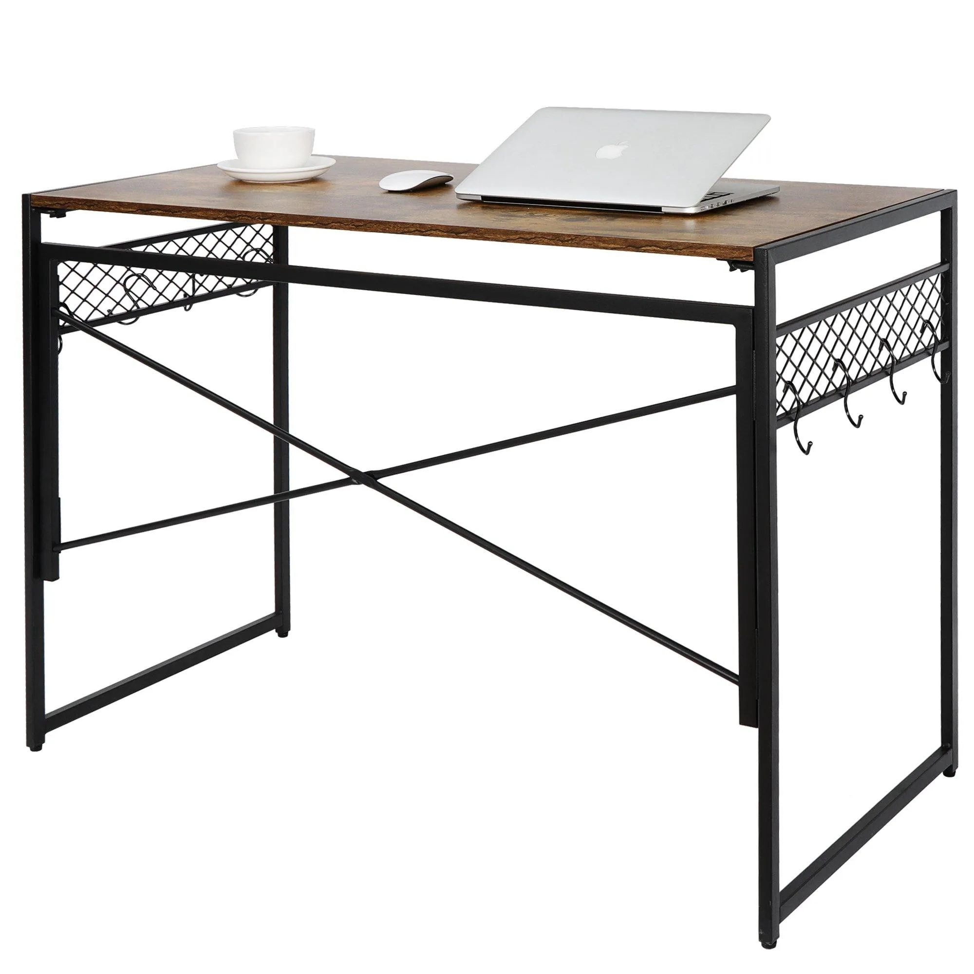 ZENY™ Writing Computer Desk 39 Inch Modern Simple Study Desk with Hooks Folding Laptop Table Notebook Desk Workstation for Home Office